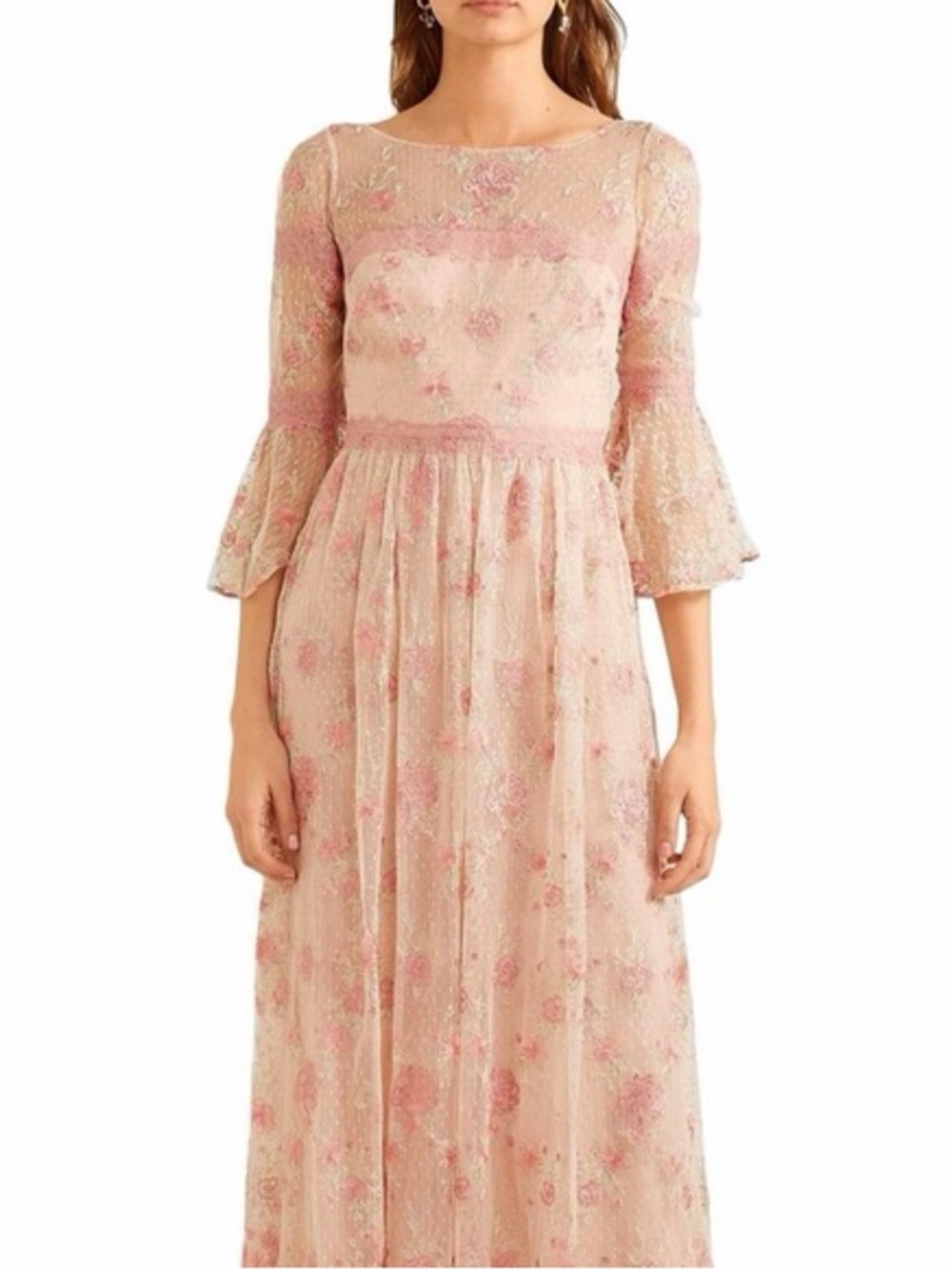 Marchessa notte pink lace floral gown